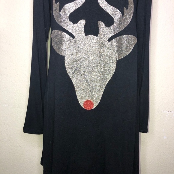 Rudolph the Red Nosed Reindeer Black Swing Dress Size Medium - Picture 3 of 8